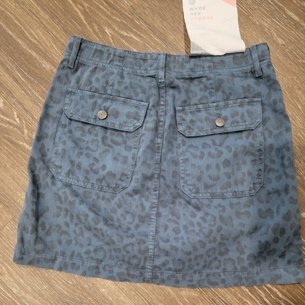 SUNDRY ANTHROPOLOGIE Size 28 Blue Leopard Cargo Button Fly Skirt NWT - Picture 9 of 10